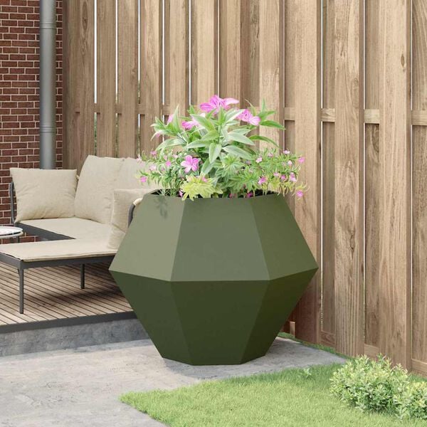 vidaXL Planter Olive Green 100 x 100 x 80 cm Steel