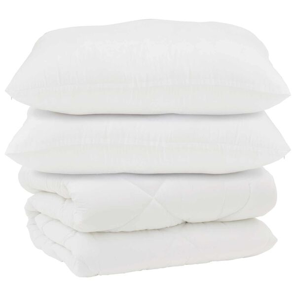 vidaXL Duvet with Pillows 3 pcs White Microfiber and Down Feather