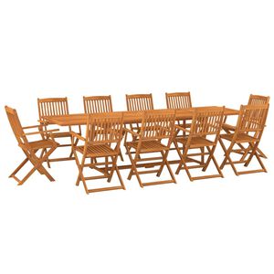 vidaXL Dining Set | Natural wood | Solid Acacia wood | Large | Foldable