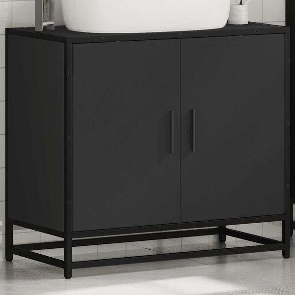 vidaXL Bathroom Sink Cabinet Black 65x33x60 cm Engineered Wood