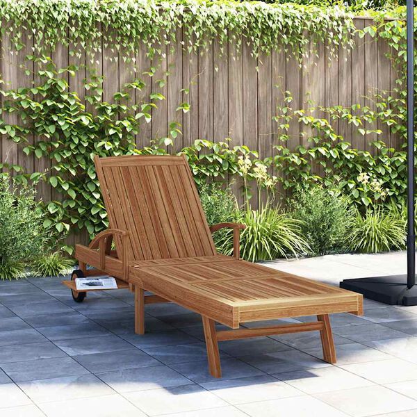 vidaXL Sun lounger Folding Brown 195 x 59 x 78.5 cm Solid Teak Wood