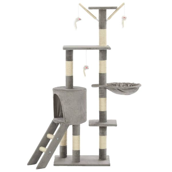 vidaXL Cat Tree with Sisal Scratching Posts 138 cm Grey