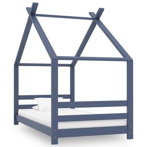 vidaXL Kids Bed Frame Grey Solid Pine Wood 80x160 cm