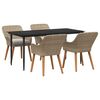 vidaXL Garden Dining Set with Cushion 5 pcs Beige Poly Rattan