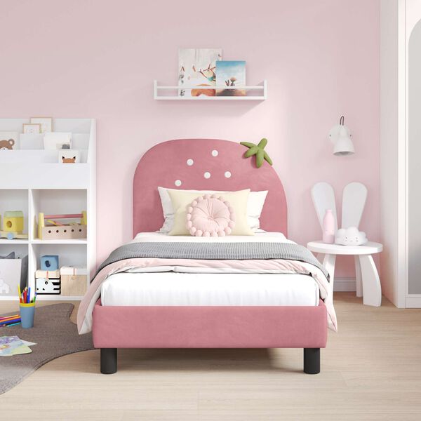 vidaXL Children's Bed Frame with Headboard Pink 80 x 160 cm Velvet
