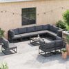 vidaXL Garden Sofa Set with Cushion 11 pcs Black Aluminium