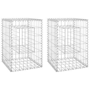 vidaXL Gabion Basket Posts 2 pcs 40x40x60 cm Iron