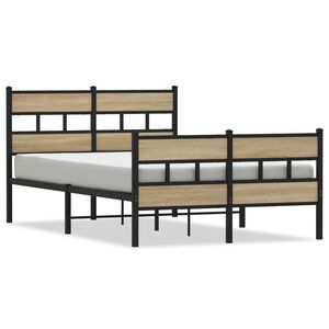 vidaXL Metal Bed Frame without Mattress Sonoma Oak 120x200 cm