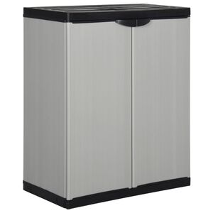 vidaXL Garden Storage Cabinet with 1 Shelf Grey and Black 68x40x85 cm