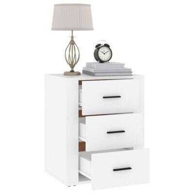 vidaXL Bedside Cabinet White 50x36x60 cm Engineered Wood