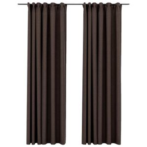 vidaXL Linen-Look Blackout Curtains with Hooks 2 pcs Taupe 140x225 cm