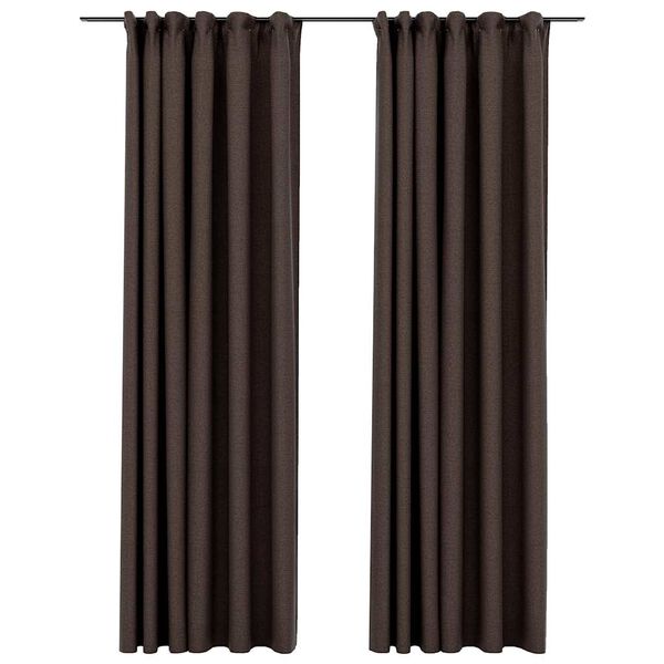 vidaXL Linen-Look Blackout Curtains with Hooks 2 pcs Taupe 140x225 cm