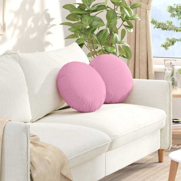 vidaXL Seat Cushions 2 pcs Pink &Oslash;40 x 13 cm Fabric