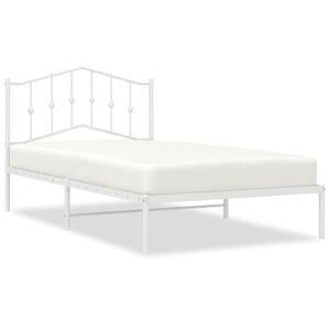 vidaXL Metal Bed Frame without Mattress with Headboard White 107x203cm