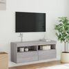 vidaXL TV Wall Cabinet with LED Lights Grey Sonoma 100x30x40 cm
