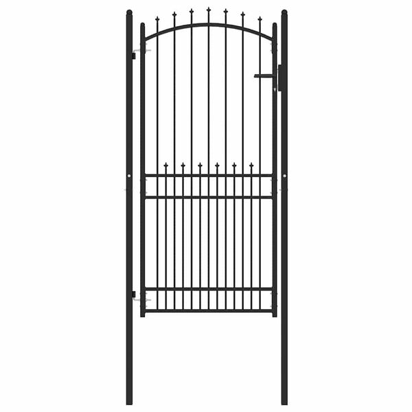 vidaXL Fence Gate with Spikes Black 100 x 200 cm Powder-coated steel