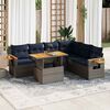 vidaXL 7 Piece Garden Sofa Set with Cushions Grey Poly Rattan Acacia