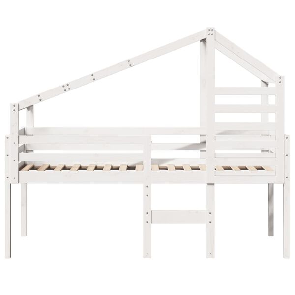 vidaXL High Sleeper Bed without Mattress White 75x190 cm Small Single Solid Wood Pine