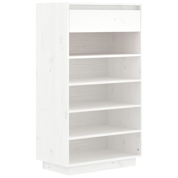 vidaXL Shoe Cabinet White 60x34x105 cm Solid Wood Pine