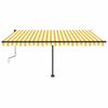 vidaXL Freestanding Manual Retractable Awning 450x350 cm Yellow/White