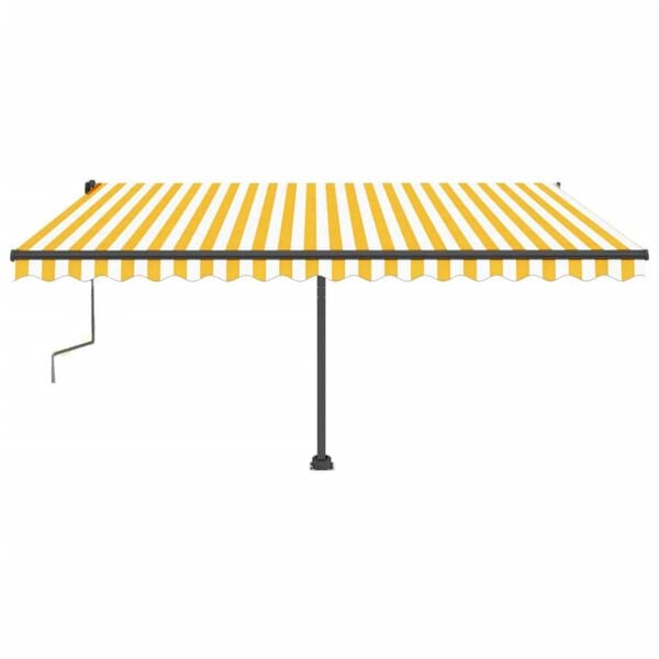 vidaXL Freestanding Manual Retractable Awning 450x350 cm Yellow/White