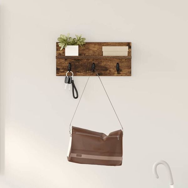 vidaXL Wall-Mounted Coat Rack Smoked Oak 40 x 10.5 x 18 cm