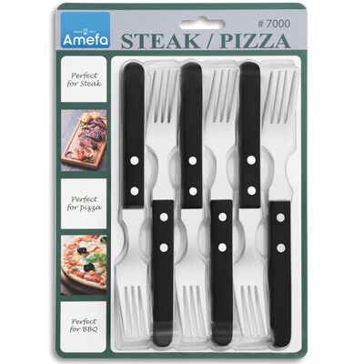 Amefa Steak Fork Set 6pcs Silver and Black