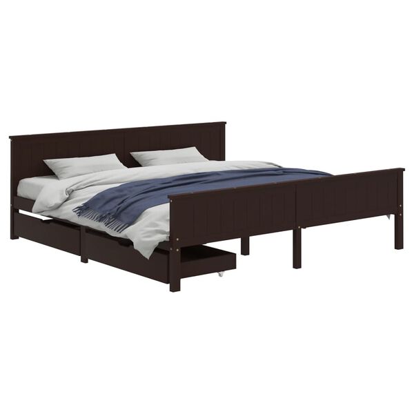 vidaXL Bed Frame without Mattress Dark Brown 180x200 cm Super King Solid Wood