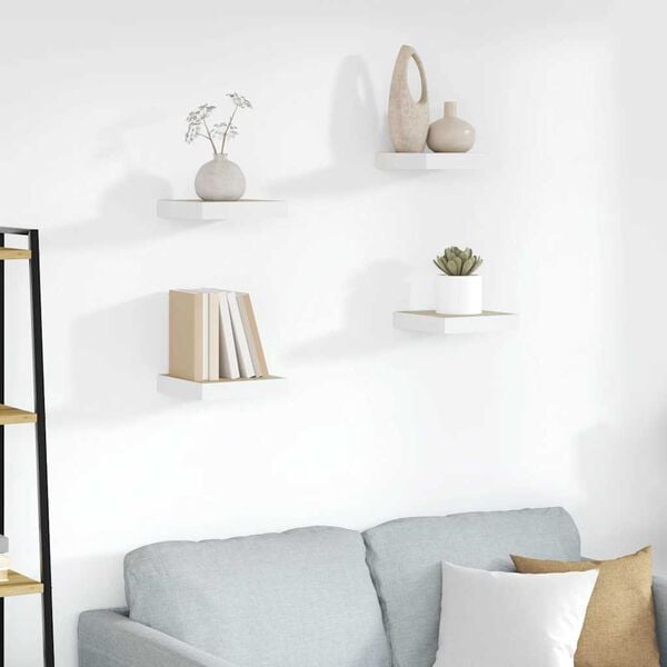 vidaXL Floating Wall Shelves 4 pcs Oak and White 23x23.5x3.8 cm MDF