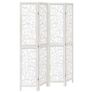 vidaXL Room Divider 4 Panels White Solid Wood Paulownia