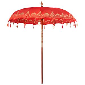 vidaXL Balinese Parasol Red 215 x 215 x 260 cm Cotton and Wood
