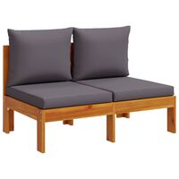vidaXL Garden Sofa Armless with Cushions 2-Seater Solid Wood Acacia