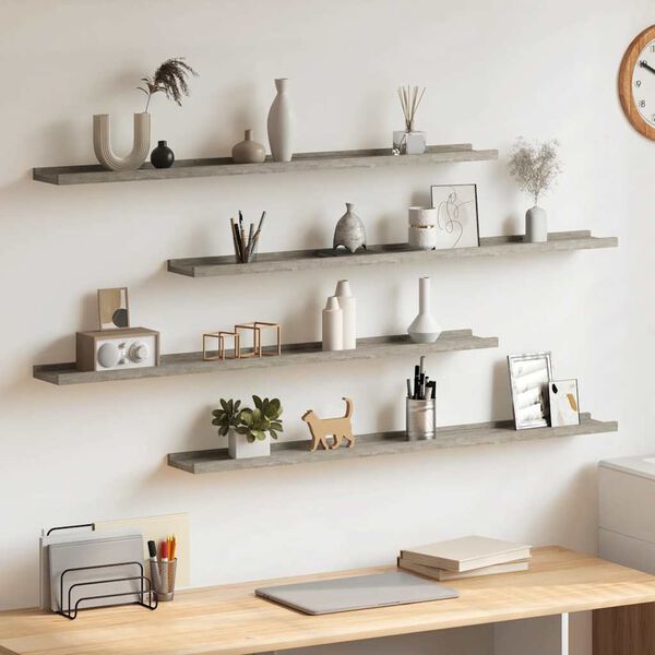 vidaXL Wall Shelves 4 pcs Concrete Grey 100x9x3 cm