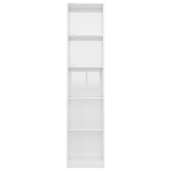 vidaXL 5-Tier Book Cabinet High Gloss White 40x24x175 cm Engineered Wood