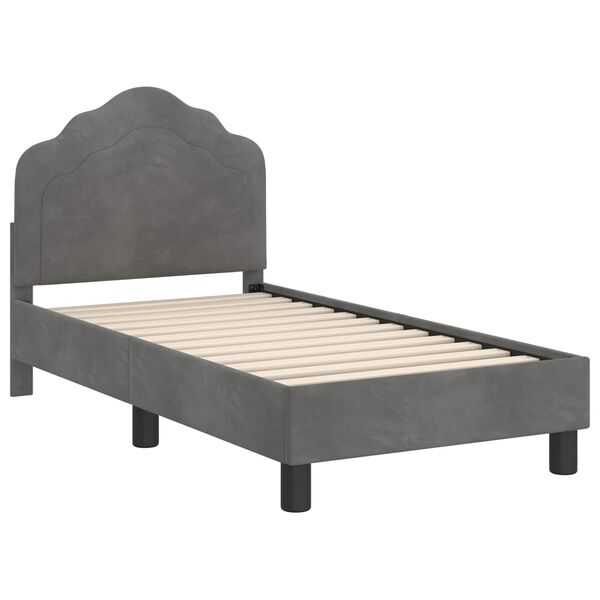 vidaXL Toddler Bed Frame with Headboard Dark Grey 70 x 140 cm Velvet