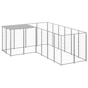 vidaXL Dog Kennel Silver 4.84 m&sup2; Steel