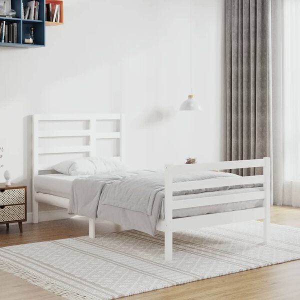 vidaXL Bed Frame without Mattress White Solid Wood 90x200 cm
