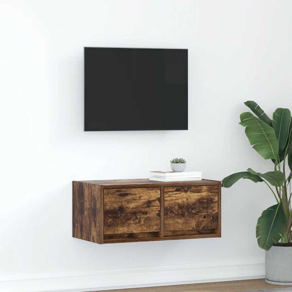vidaXL TV Cabinet Smoked Oak 60x31x25.5 cm Engineered Wood