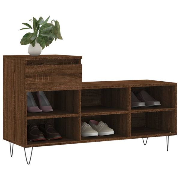 vidaXL Shoe Cabinet Brown Oak 102x36x60 cm Engineered Wood