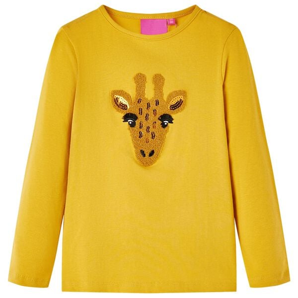 Kids' T-shirt with Long Sleeves Dark Ochre 128