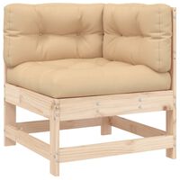 vidaXL Corner Sofa with Cushions Solid Wood Pine
