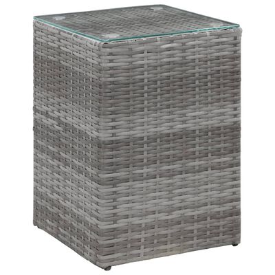 vidaXL Side Tables 3 pcs with Glass Top Grey Poly Rattan