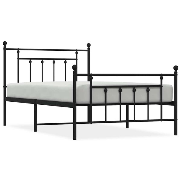 vidaXL Metal Bed Frame without Mattress with Footboard Black 100x200cm
