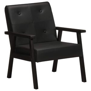 vidaXL Armchair Black Real Leather
