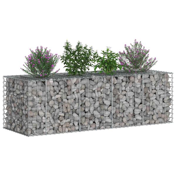 vidaXL Gabion Raised Bed Silver 180 x 60 x 55 cm Galvanised Steel