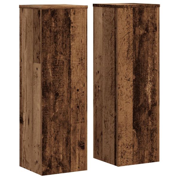 vidaXL Plant Stand 2pcs Old Wood 25x25x80 cm Engineered Wood