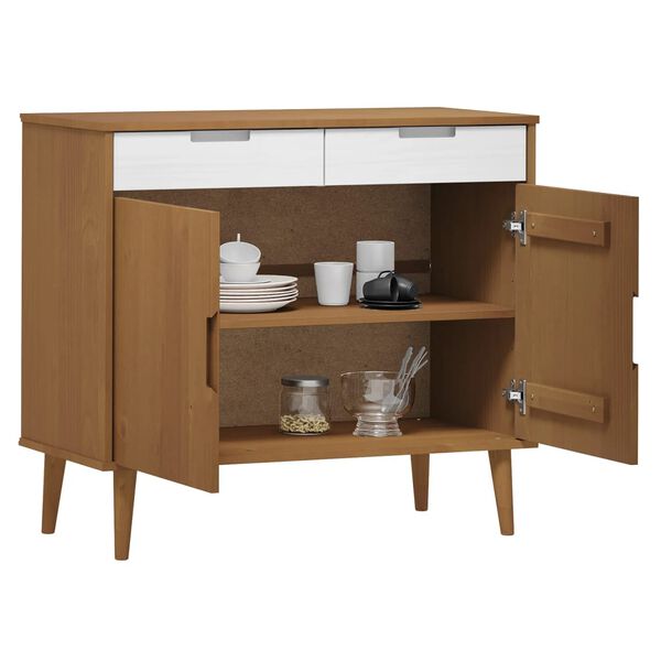 vidaXL Sideboard MOLDE Brown 90x40x80 cm Solid Wood Pine