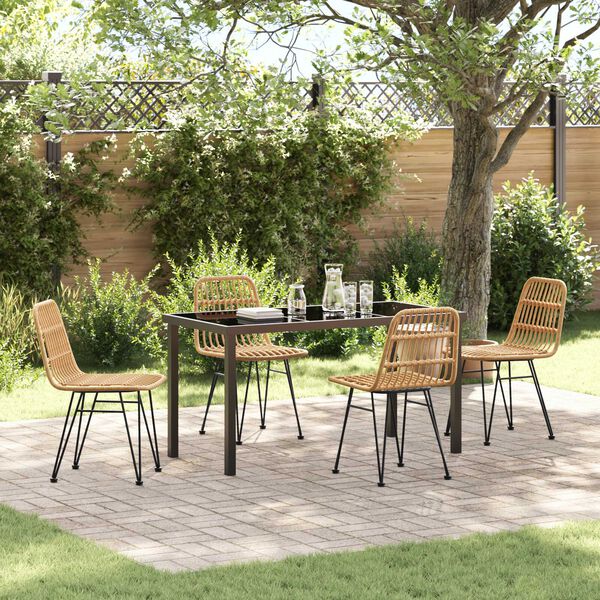 vidaXL Garden Dining Set 5 pcs Brown Powder-Coated Steel