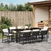 vidaXL Garden Dining Set 9 pcs Black Poly Rattan
