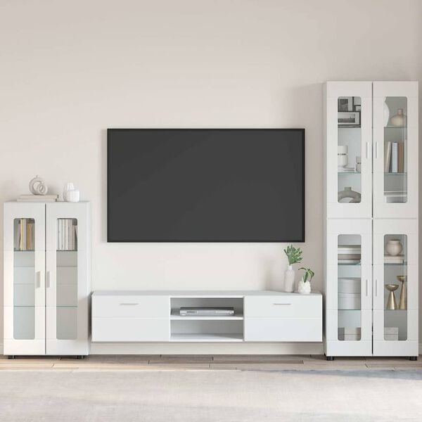 vidaXL Sideboard with Shelf FLORIN High Gloss White 55.5 x 29 x 103 cm